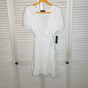 White short wrap dress